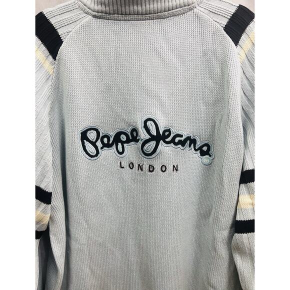 Pepe Jeans London Vintage Cardigan Men Sweater Logo Spell Out Size XL Blue - Picture 5 of 14